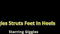 giggles, my feet in these heels got me strutting so sexy, tease em close with my long hair and tats...