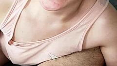 couple shares handjob blowjob and cumplay right before bed