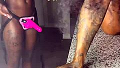 oh damn, check out ebony lesbians renity love and majesty nasty oil up skinny asses for strap-on pussy pounding