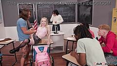 petite slut gets dp gangbanged by big black cocks during detention 😈🍆💦