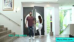 whoa nicole doshi's big tits shine in that wet nuru massage 😍 she gets pounded hard 💦🔥