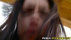 babe sneaks outdoor fuck on stranger's thick cock