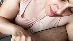 couple shares handjob blowjob and cumplay right before bed