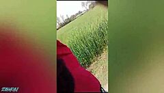 Desi bhabhi fingers pussy in wheat fields then takes rough doggystyle