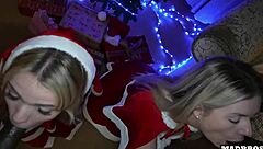 two blonde christmas moms take anal under tree then dp on piano! 🎄🍑💦
