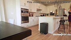 Sly milf stepmom sneaks pov cocksuck on big tits bimbo while chatting