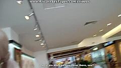 Blonde amateur girlfriend sneaks raunchy toilet fuck with boyfriend inside