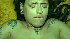 blue eyed brunette with small tits gets her tight pussy hammered nonstop in hotel bed