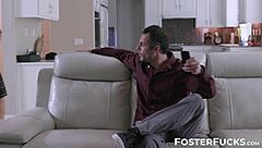 adorable teen with glasses rides stepdaddy's monster cock doggystyle in nature then cowgirl cumshot