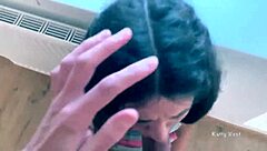 POV cute brunette gags on ROUGH FACE FUCK from big monster cock