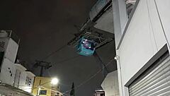 Perfect body latina tranny teen lifts miniskirt outdoors flashing her cock