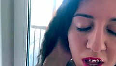 POV cute brunette gags on ROUGH FACE FUCK from big monster cock