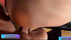 vicky and friends double penetrate curvy babe's bubble butt in mmf group suckfest