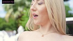 sweet sophia massages that huge cock poolside then rides hard