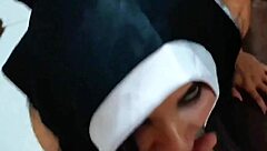 the cute brazilian latina brunette plays innocent halloween nun in homemade casting interview