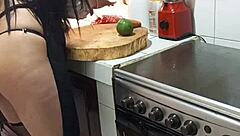 why does this big ass ebony milf masturbate her wet pussy while cooking dinner?