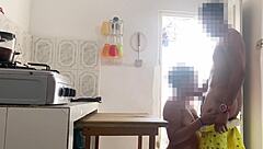 Homemade POV of curvy Latina MILF with huge ass bent over kitchen counter for rough anal creampie