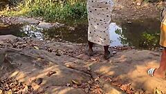 shy country ebony village girl bent over fucked outside rough bbc