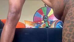 Ebony babe bent over takes big black cock doggy. Creampie fills wet pussy!