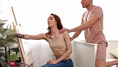 hey tiny redhead's discovering her wild side through some seriously inspiring bedroom fun