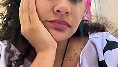 curvy brunette battles gas pains on toilet after milk shakes her up with nonstop farts