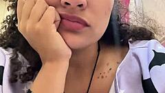 curvy brunette battles gas pains on toilet after milk shakes her up with nonstop farts