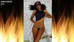 Jade's juicy shaved pussy and tight tits flash in fishnets for rio exhibitionist fuck