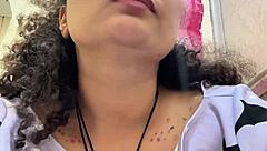 curvy brunette battles gas pains on toilet after milk shakes her up with nonstop farts