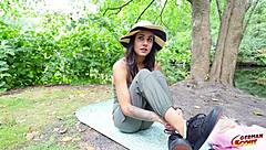 german scout jenny stella bends for skinny teen anal pounding in berlin casting