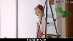 stepsisters help out the boys with a wild group orgy of doggy cowgirl and blowjobs