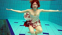 hot polish teen marketa teases small tits underwater at beach pool