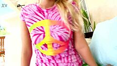 vanessa cage, that sexy blue-eyed blonde coed, blows big cock outdoors and swallows cum