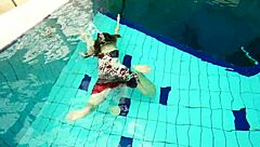 hot polish teen marketa teases small tits underwater at beach pool
