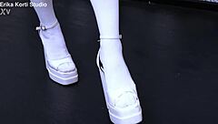 juicy violet's ass gapes wide from five black monster cocks double penetrating