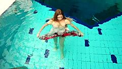 hot polish teen marketa teases small tits underwater at beach pool
