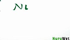 Whoa, big ass blonde's wet pussy exposed in nuru massage!