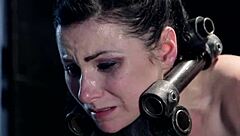 Ever wonder how this bound big tits slut gags on deepthroat while anal fucked in device bondage?