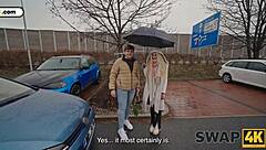 Swap those cocks with me, hun - kinky threesome fun!