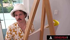 Bent over babe Chloe Surreal chokes on monster cock titty fuck before rough doggystyle pussy pounding