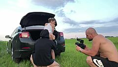 Sexy teen slut FUCKS hard outside!!