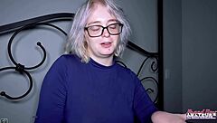 platinum blonde coed annie archer deepthroats then takes wet pussy pounding