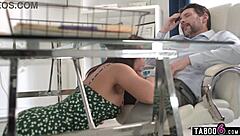 lawyer bends chinese milf nicole doshi over desk for rough anal office doggystyle pounding