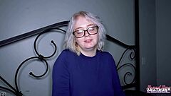 platinum blonde coed annie archer deepthroats then takes wet pussy pounding