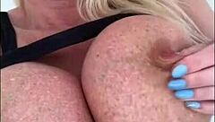 SOPHIE JAMES TEASES SHAVED PUSSY IN STOCKINGS HOME SOLO