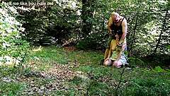 I parade my humiliated pig whore around the park for all to see