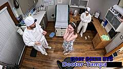 Dr Tampa's Virginity Clinic backstage with Serena Morgan fingering ass close-up