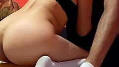 check out this college girl in uniform breaking her ass on teacher cock casero style