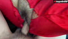 red dress asian slut sucks long cock before tight pussy creampie squirt