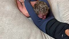 Feel my cruel blue leggings headscissors crushing you?