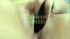 😍 cute brazilian latina stuffs black dildo deep in her tight ass on bed to squirt hard💦